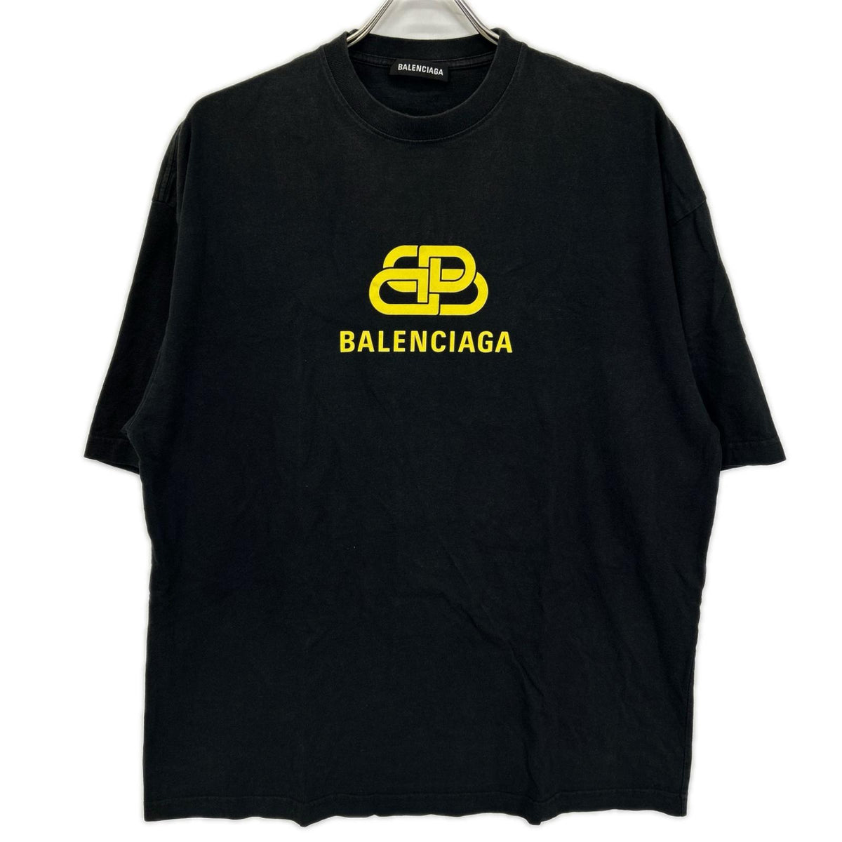 BALENCIAGA Black BB Logo Print Cotton T-Shirt