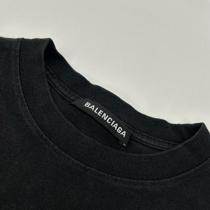 BALENCIAGA Black BB Logo Print Cotton T-Shirt