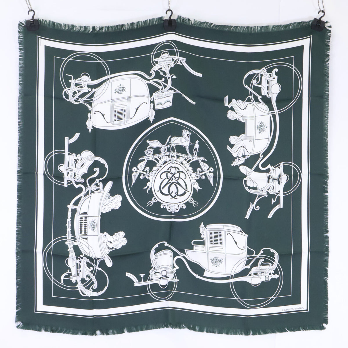 HERMES Ex Libris Fringe Carre 80 Silk Scarf