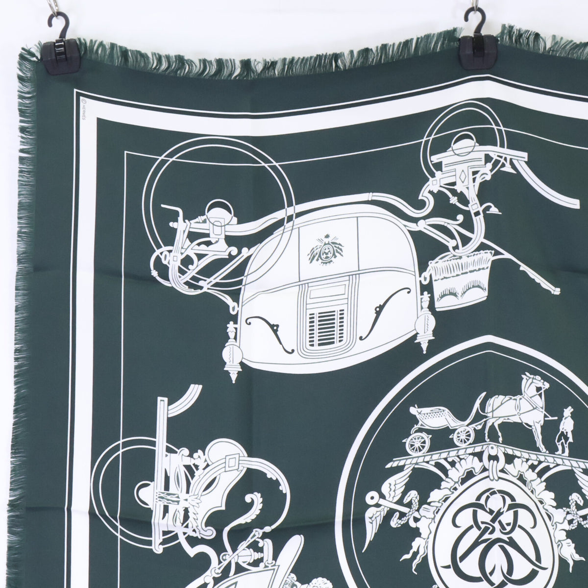 HERMES Ex Libris Fringe Carre 80 Silk Scarf