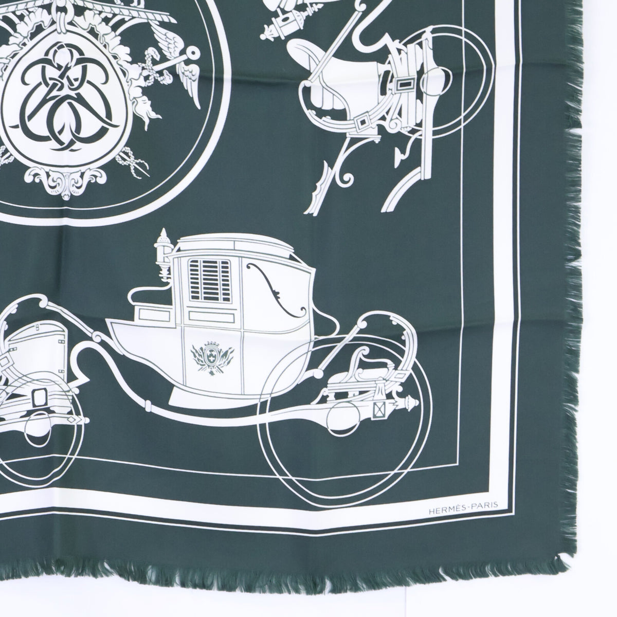 HERMES Ex Libris Fringe Carre 80 Silk Scarf