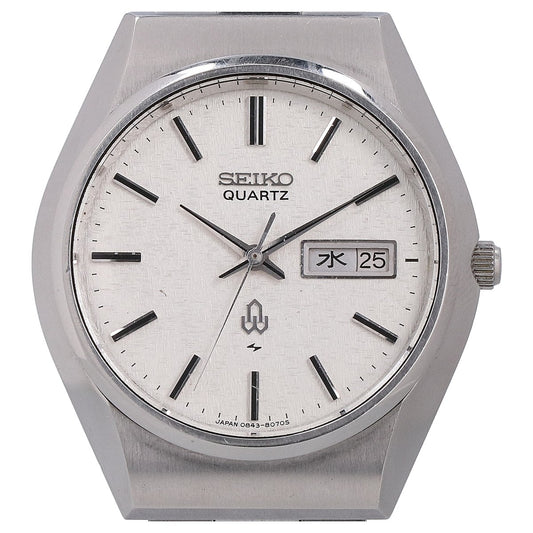 SEIKO 0843-8070 Snowflake Dial Quartz Watch Silver