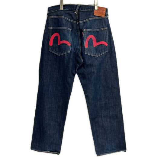 EVISU 2001 Seagull Print Indigo Denim Jeans Size 34×35