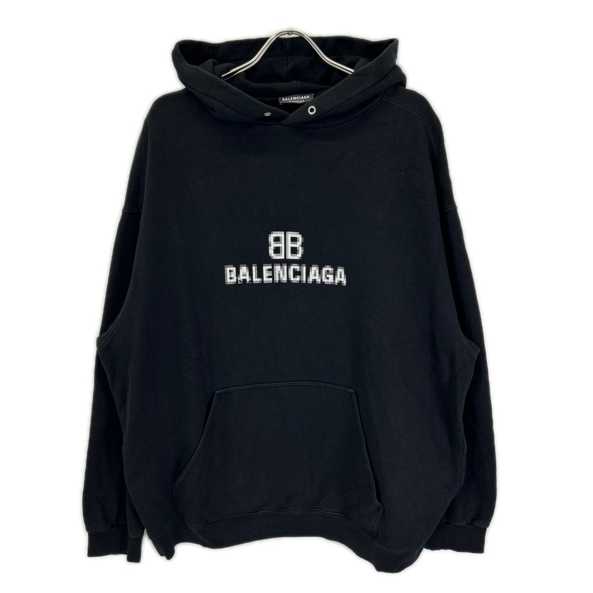 BALENCIAGA 21 BB Pixel Logo Hoodie Black Size XL