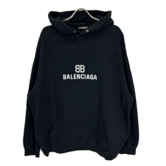 BALENCIAGA 21 BB Pixel Logo Hoodie Black Size XL