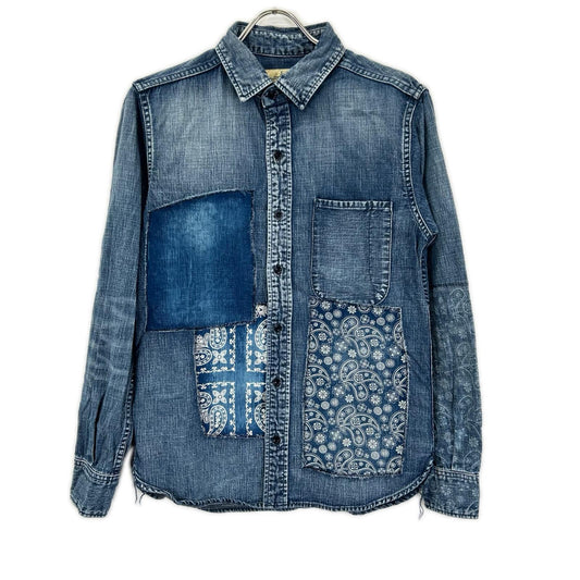 JAPAN BLUE JEANS Patchwork Remake Denim Shirt Indigo Size S