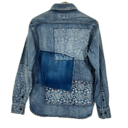 JAPAN BLUE JEANS Patchwork Remake Denim Shirt Indigo Size S