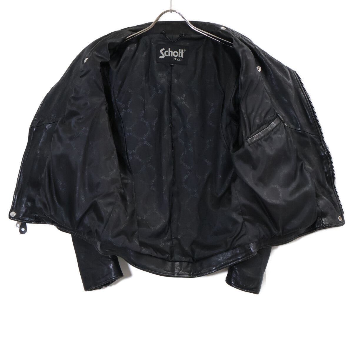 schott 3191064 Black Lamb Leather DB Rider Jacket Size M