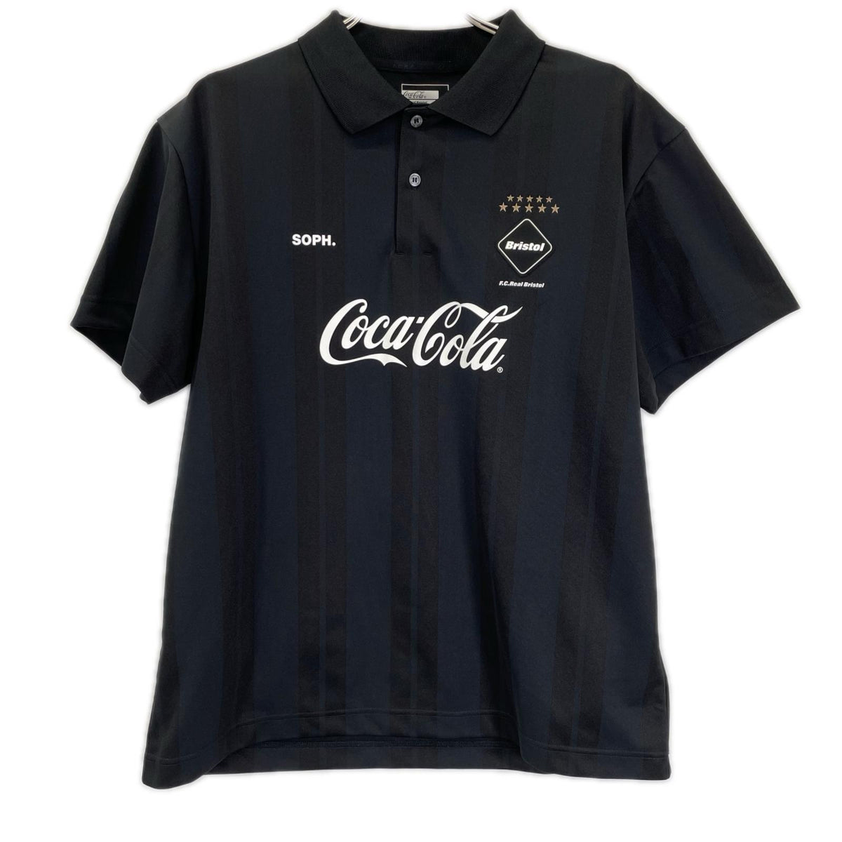 FCRB x Coca-Cola Weave Stripe Polyester Polo Black Size M