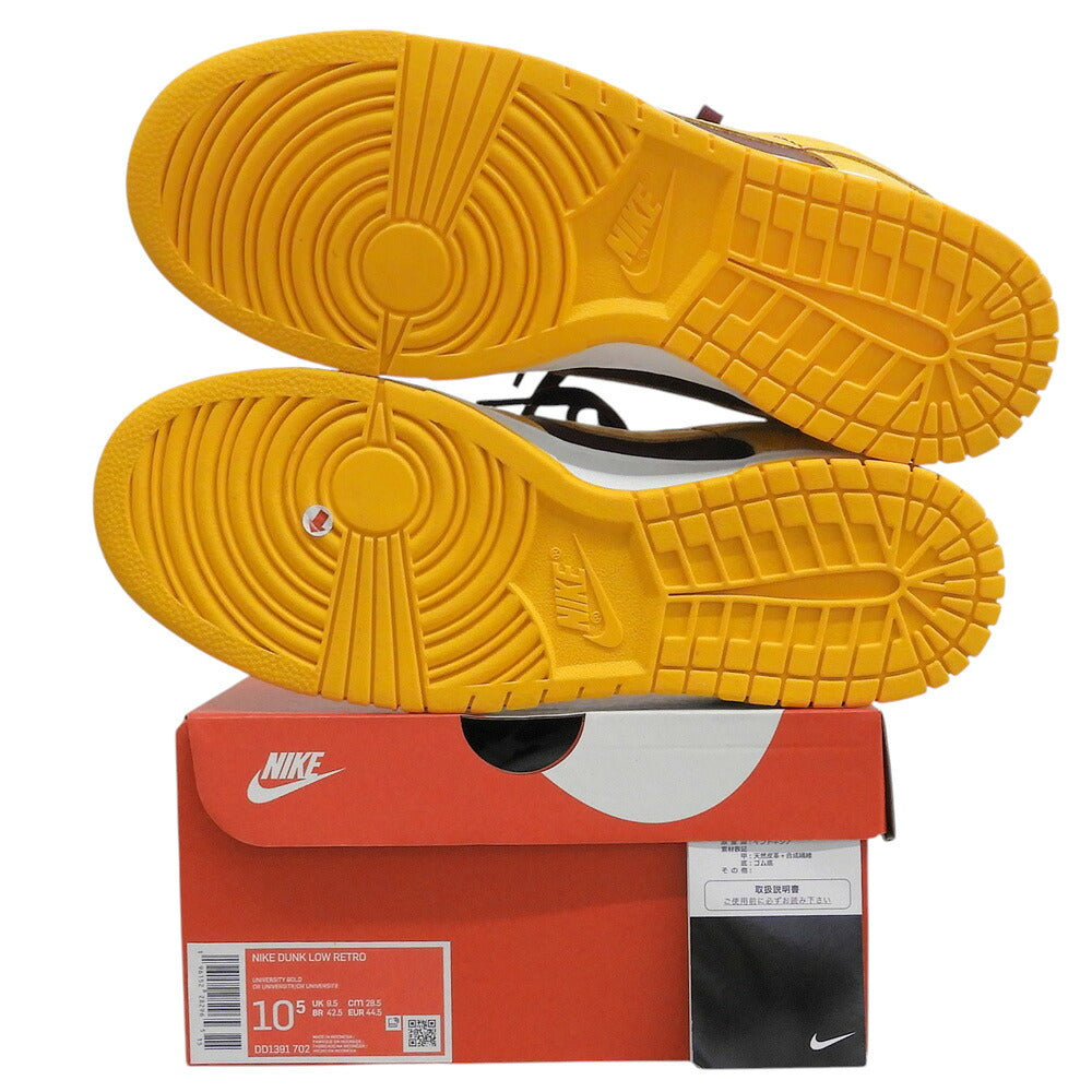NIKE Dunk Low Retro Sneakers Yellow/Burgundy Size US 10.5