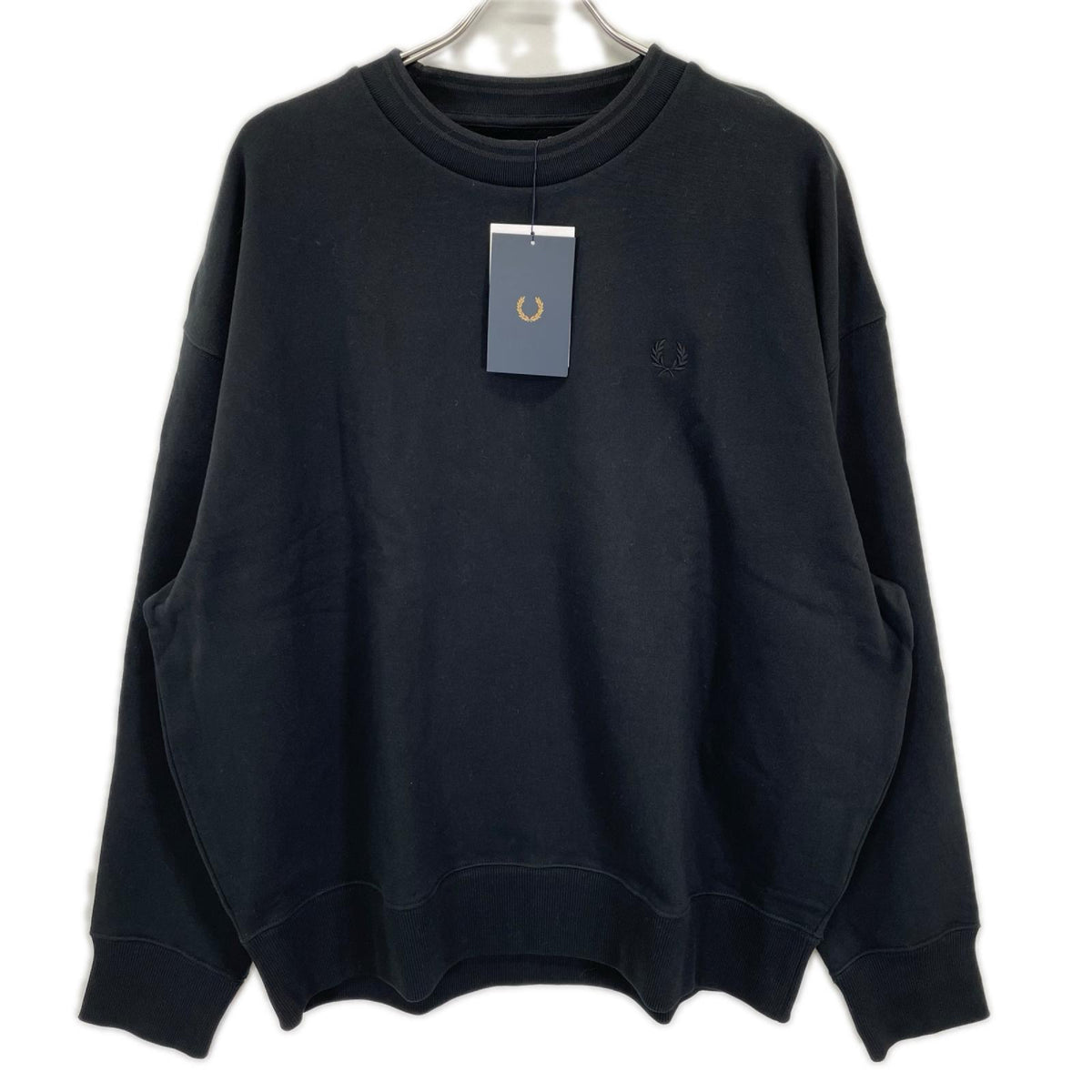 FRED PERRY Oversized Tipped Sweatshirt Black Size L