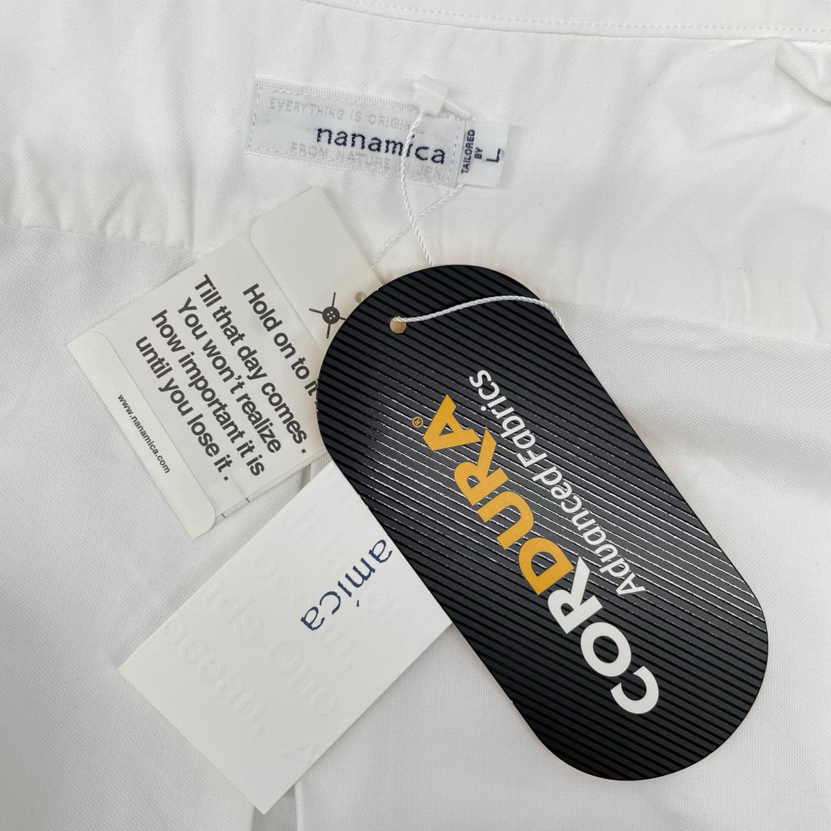 nanamica White Nylon Button Down Wind S/S Shirt Size L