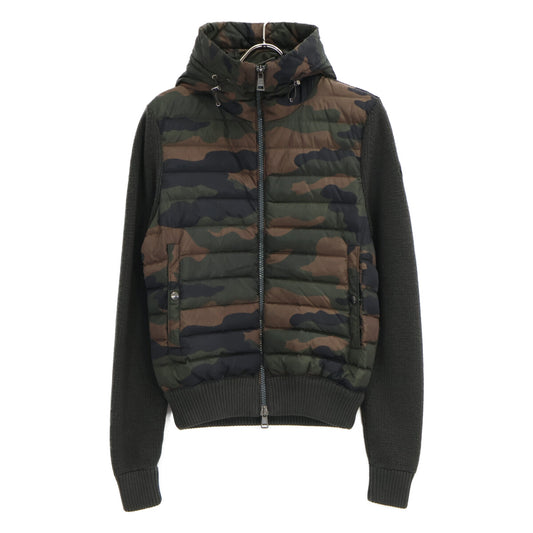 MONCLER Camo Knit Down Hybrid Hooded Jacket Khaki Size S