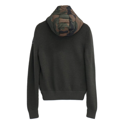MONCLER Camo Knit Down Hybrid Hooded Jacket Khaki Size S