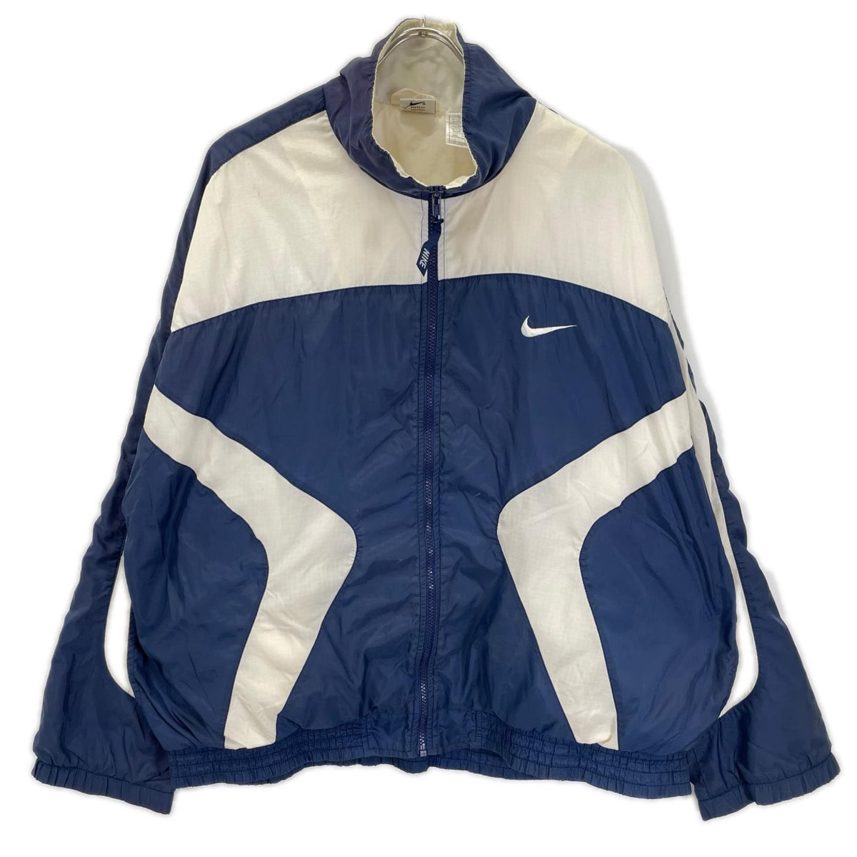 NIKE 90s White/Navy Nylon Jacket Size L