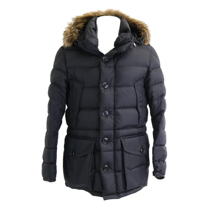 MONCLER CLUNY Fur Hooded Down Jacket Black Polyamide Size 2