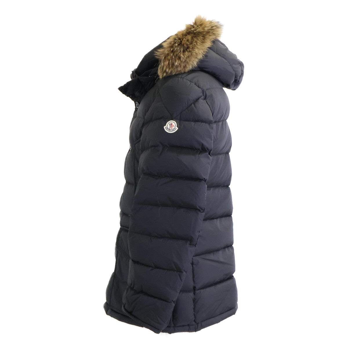 MONCLER CLUNY Fur Hooded Down Jacket Black Polyamide Size 2