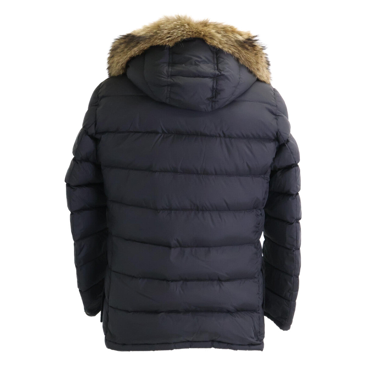 MONCLER CLUNY Fur Hooded Down Jacket Black Polyamide Size 2
