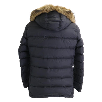 MONCLER CLUNY Fur Hooded Down Jacket Black Polyamide Size 2