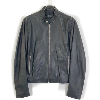 BARNEYSNEWYORK Black Lambskin Single Rider Jacket Size 48