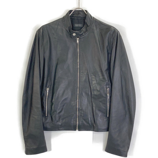 BARNEYSNEWYORK Black Lambskin Single Rider Jacket Size 48