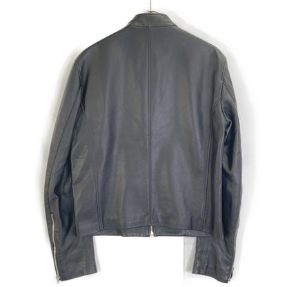 BARNEYSNEWYORK Black Lambskin Single Rider Jacket Size 48