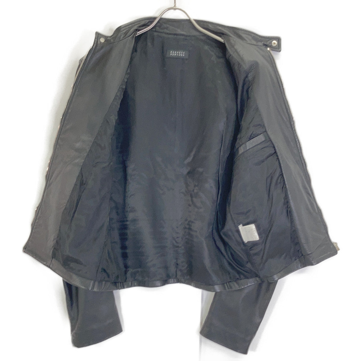 BARNEYSNEWYORK Black Lambskin Single Rider Jacket Size 48
