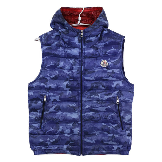 MONCLER PATRICK GILET Camo Hooded Down Vest Blue Size 1