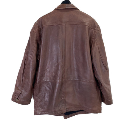 GIMO'S Brown Leather Lined Car Coat Size XL