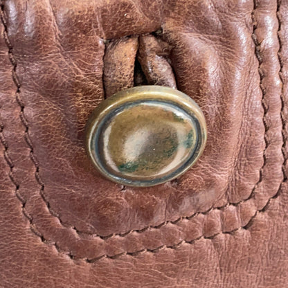 GIMO'S Brown Leather Lined Car Coat Size XL