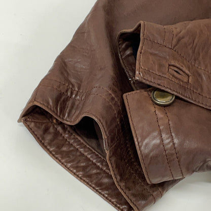 GIMO'S Brown Leather Lined Car Coat Size XL