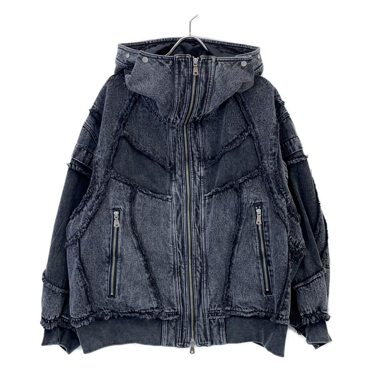 MAISON SPECIAL Grey Denim Panel Alien Hood Jacket Size 02