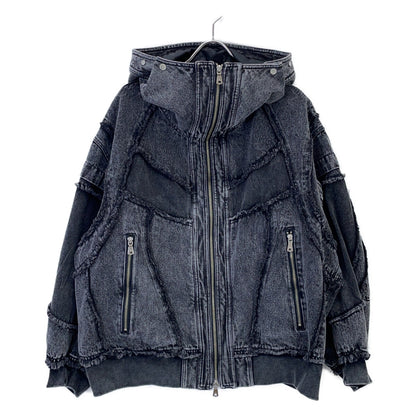 MAISON SPECIAL Grey Denim Panel Alien Hood Jacket Size 02