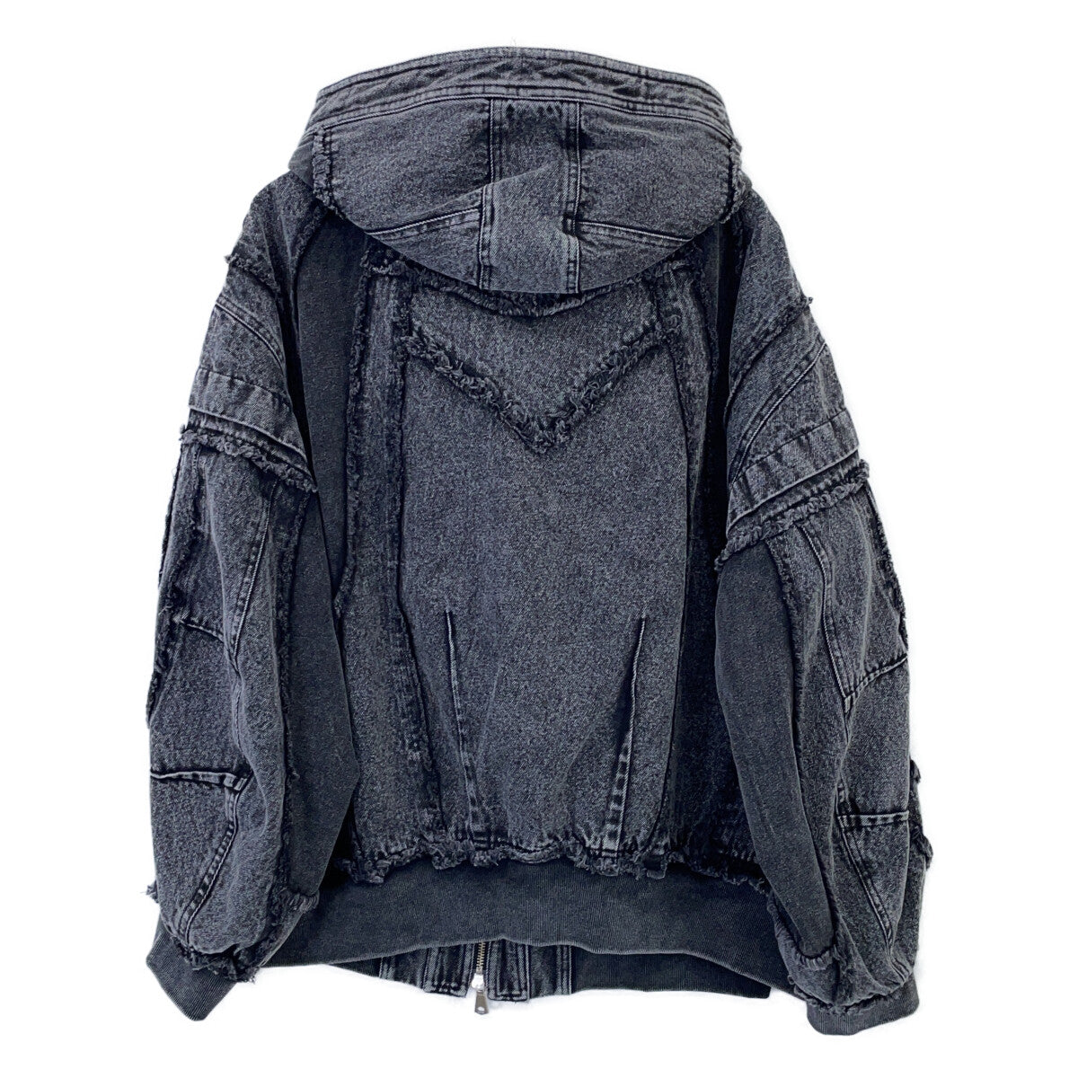 MAISON SPECIAL Grey Denim Panel Alien Hood Jacket Size 02