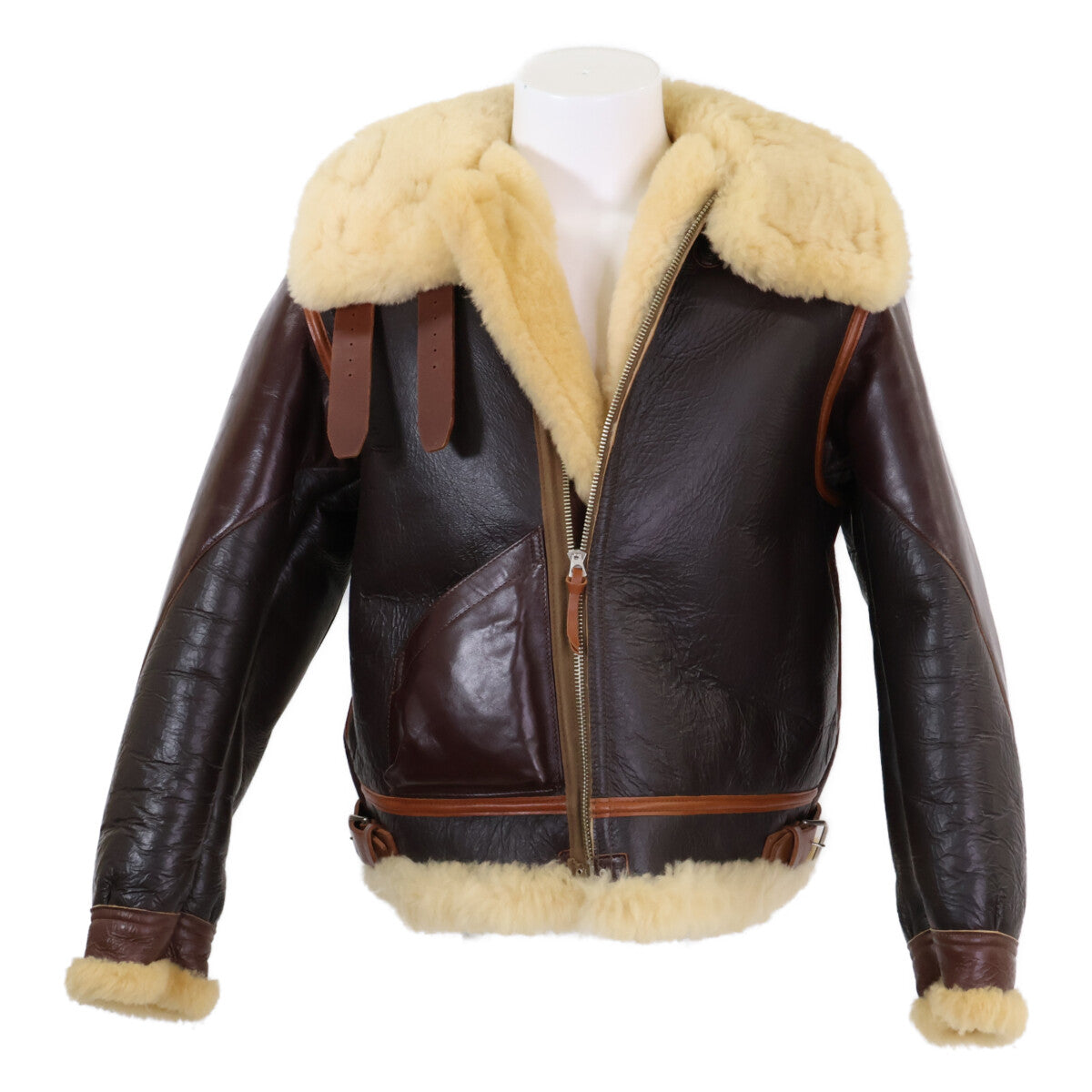 THE FEW B-3 Mouton Flight Jacket Brown Size 42