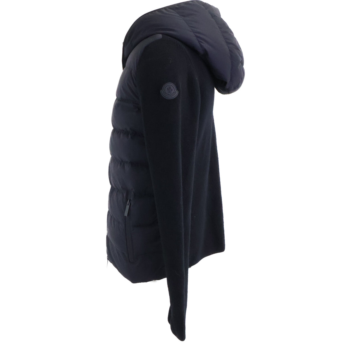 MONCLER CARDIGAN TRICOT Knit Panel Down Jacket Black Size M