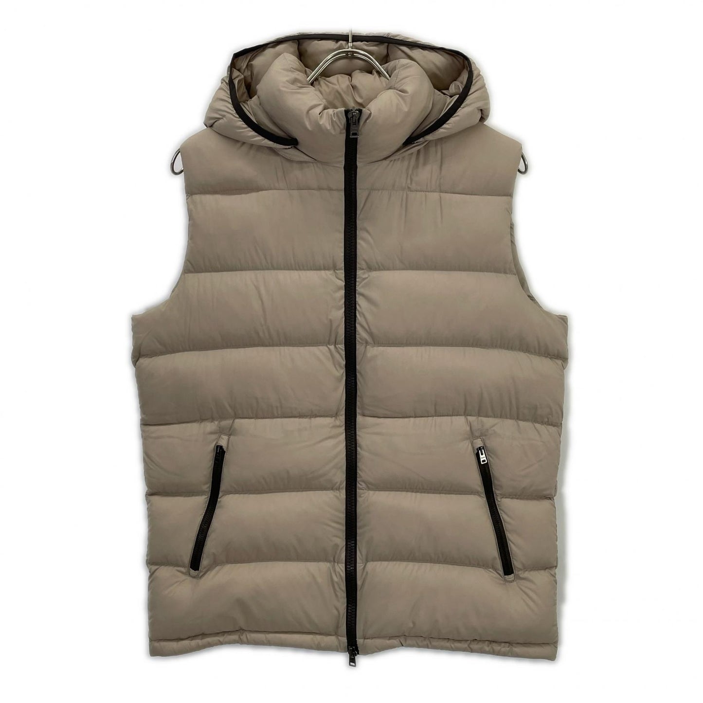 HERNO Water-Repellent Matte Nylon Hooded Vest Beige Size 48