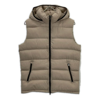 HERNO Water-Repellent Matte Nylon Hooded Vest Beige Size 48