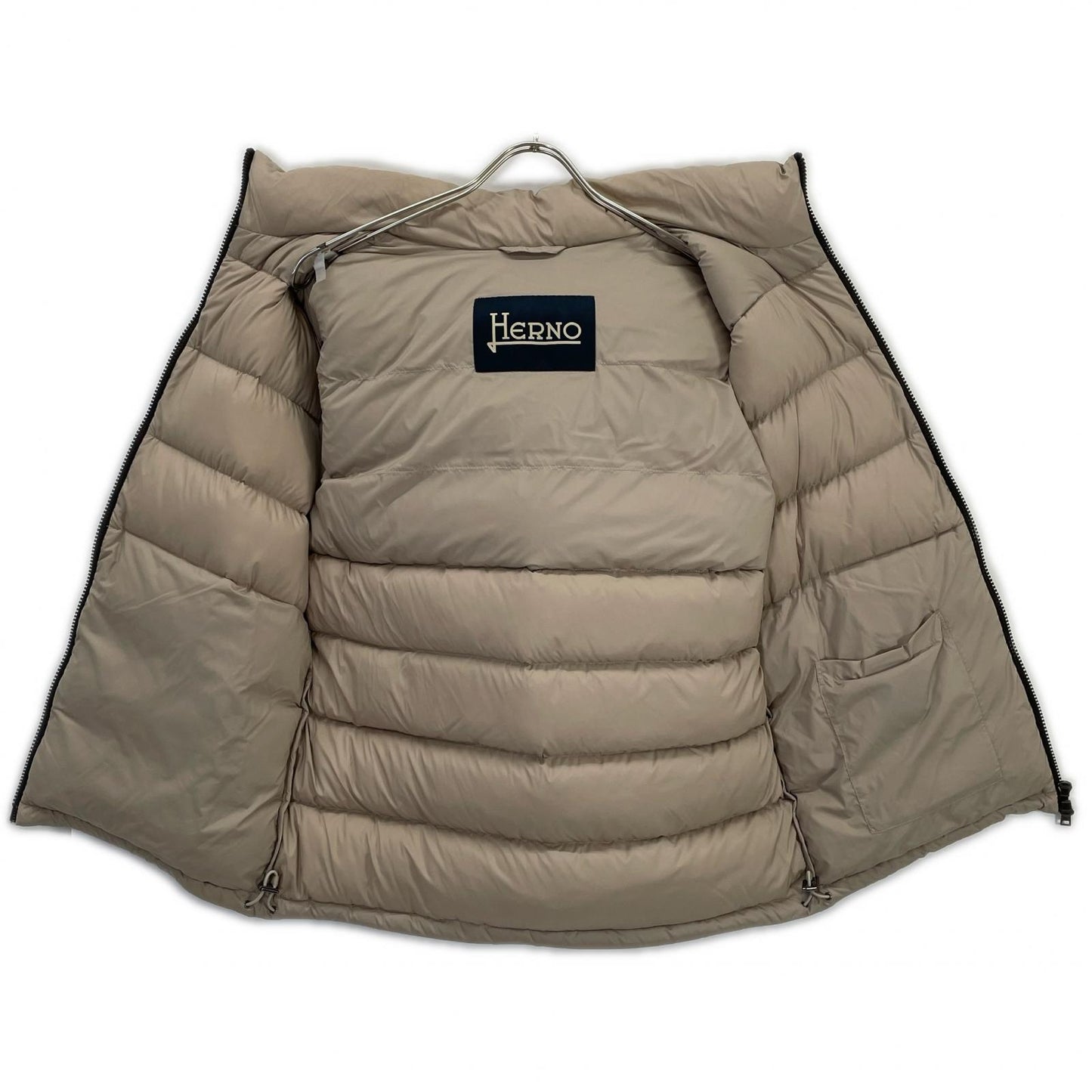HERNO Water-Repellent Matte Nylon Hooded Vest Beige Size 48