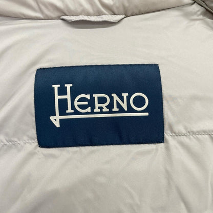 HERNO Water-Repellent Matte Nylon Hooded Vest Beige Size 48