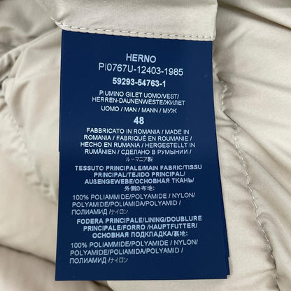 HERNO Water-Repellent Matte Nylon Hooded Vest Beige Size 48