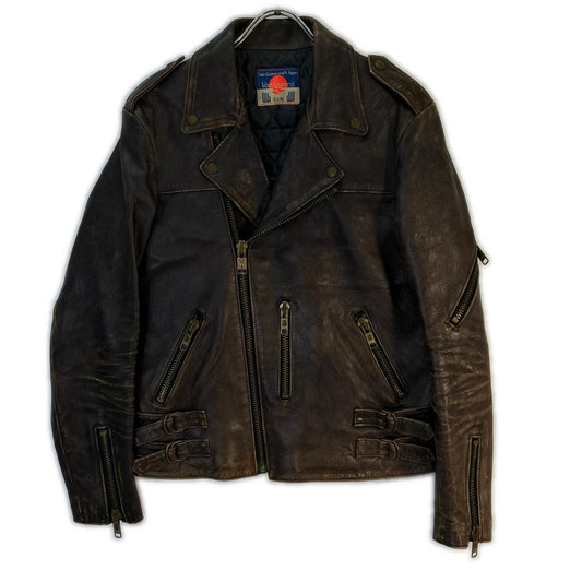 black means Distressed Leather Double Riders Jacket Size 6