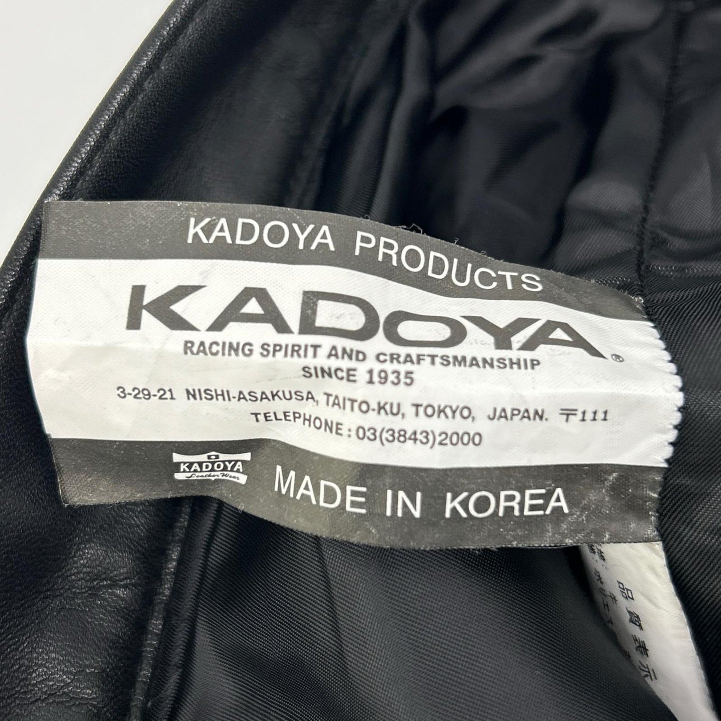 KADOYA Black Leather Pants Size 35