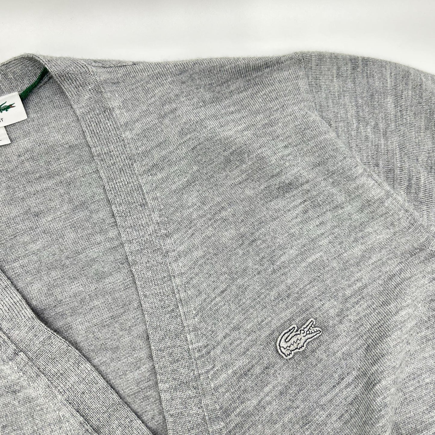 Lacoste Essential Merino Wool Cardigan Gray Size L