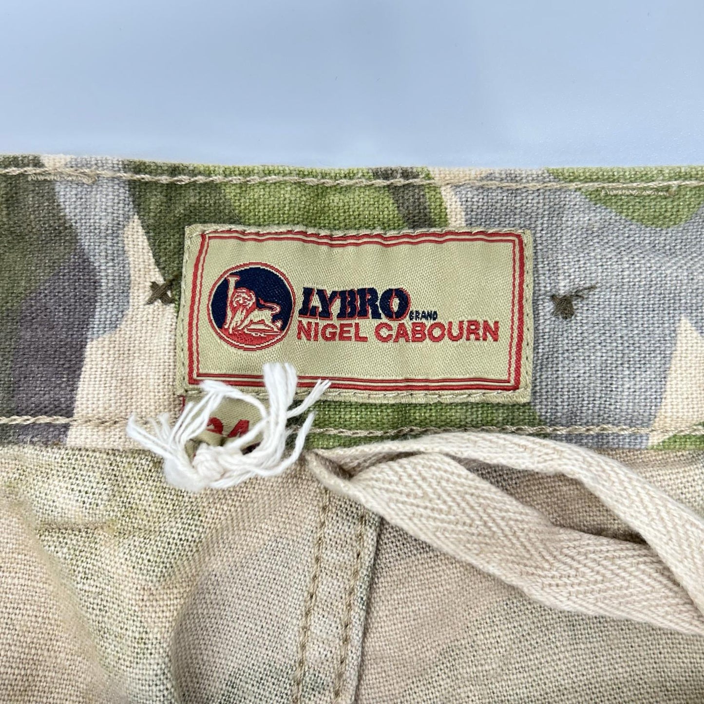 NIGEL CABOURN LYBRO Camo Linen Blend Cargo Pants Size 34