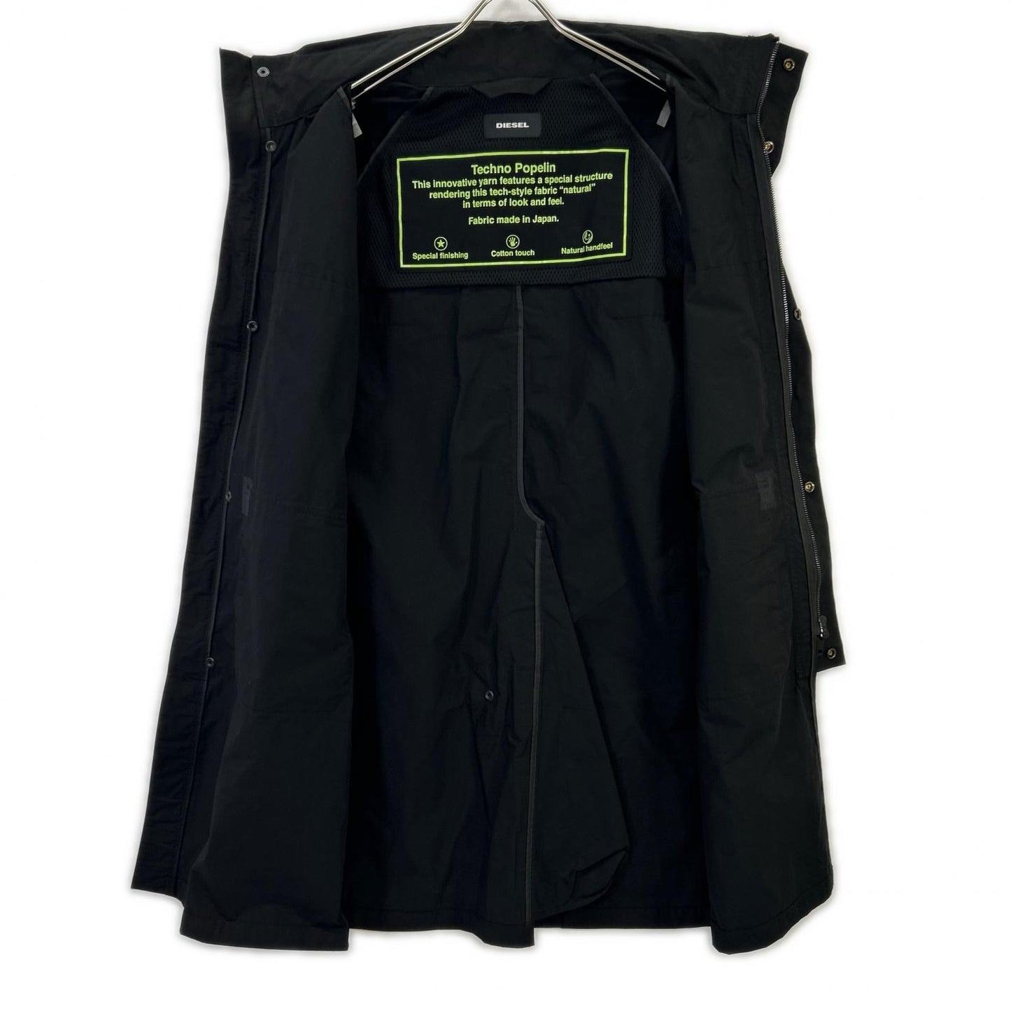 DIESEL A00029 Tech Poplin Cotton Coat Black Size S