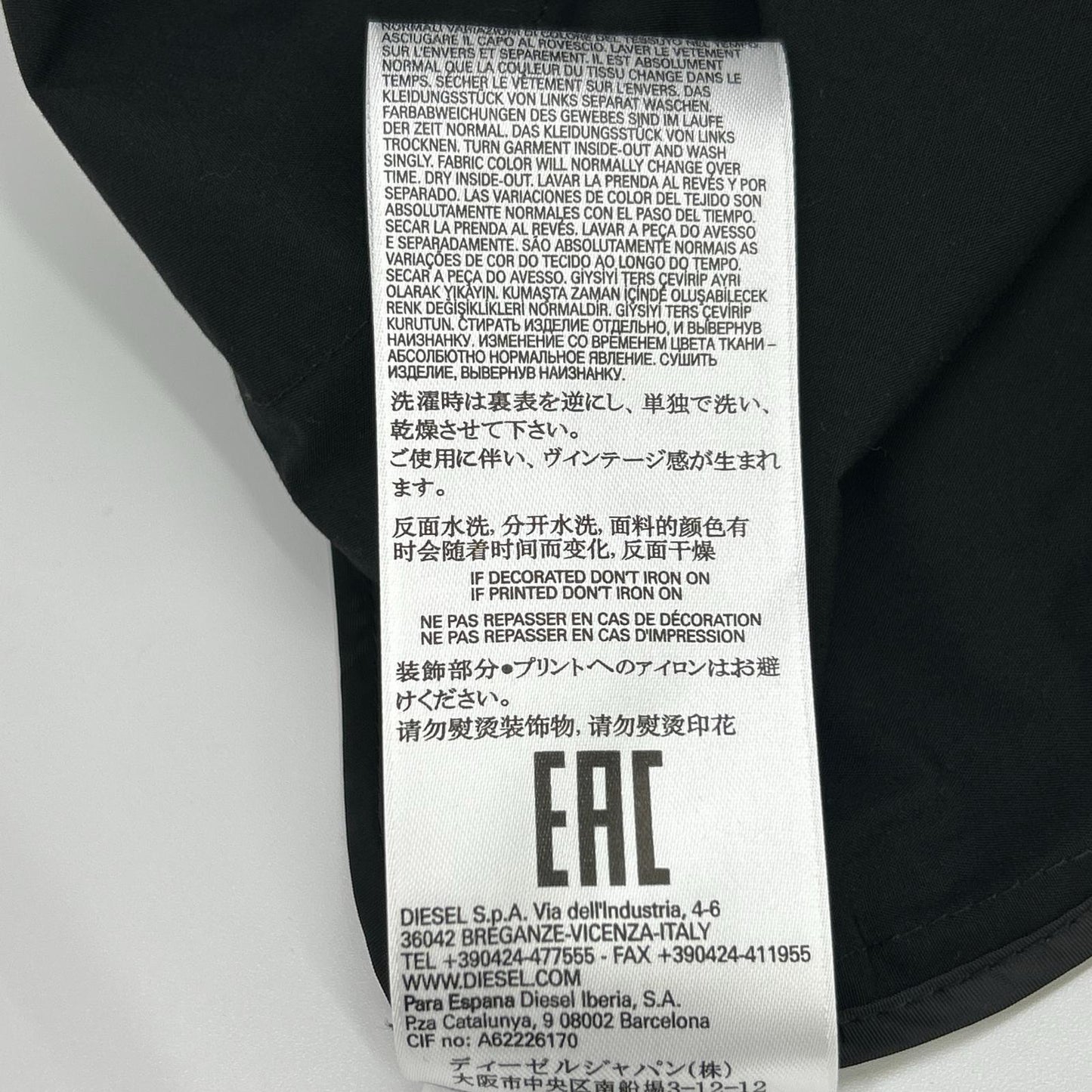 DIESEL A00029 Tech Poplin Cotton Coat Black Size S