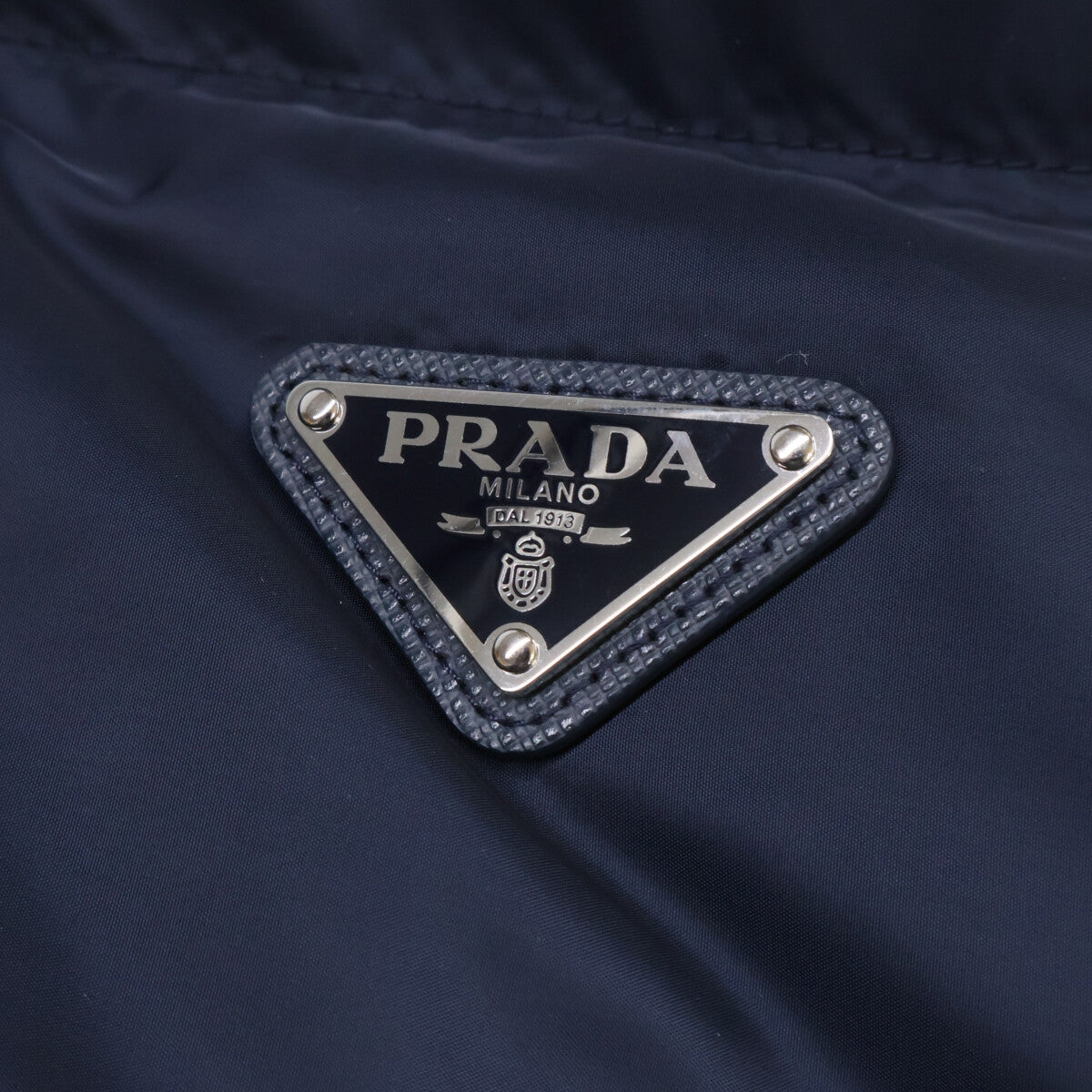 PRADA SGH073 Triangle Logo Down Jacket Navy Size S
