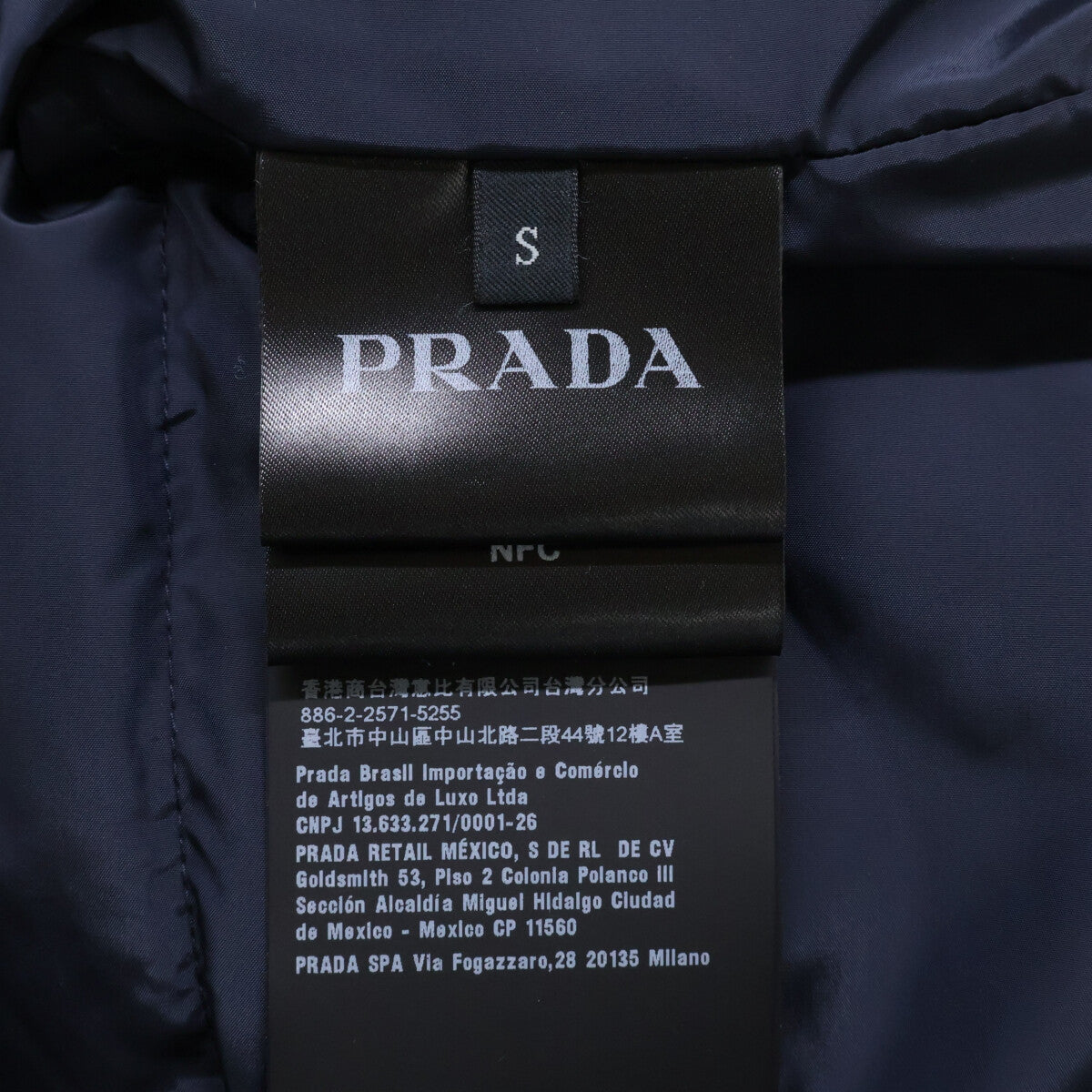 PRADA SGH073 Triangle Logo Down Jacket Navy Size S