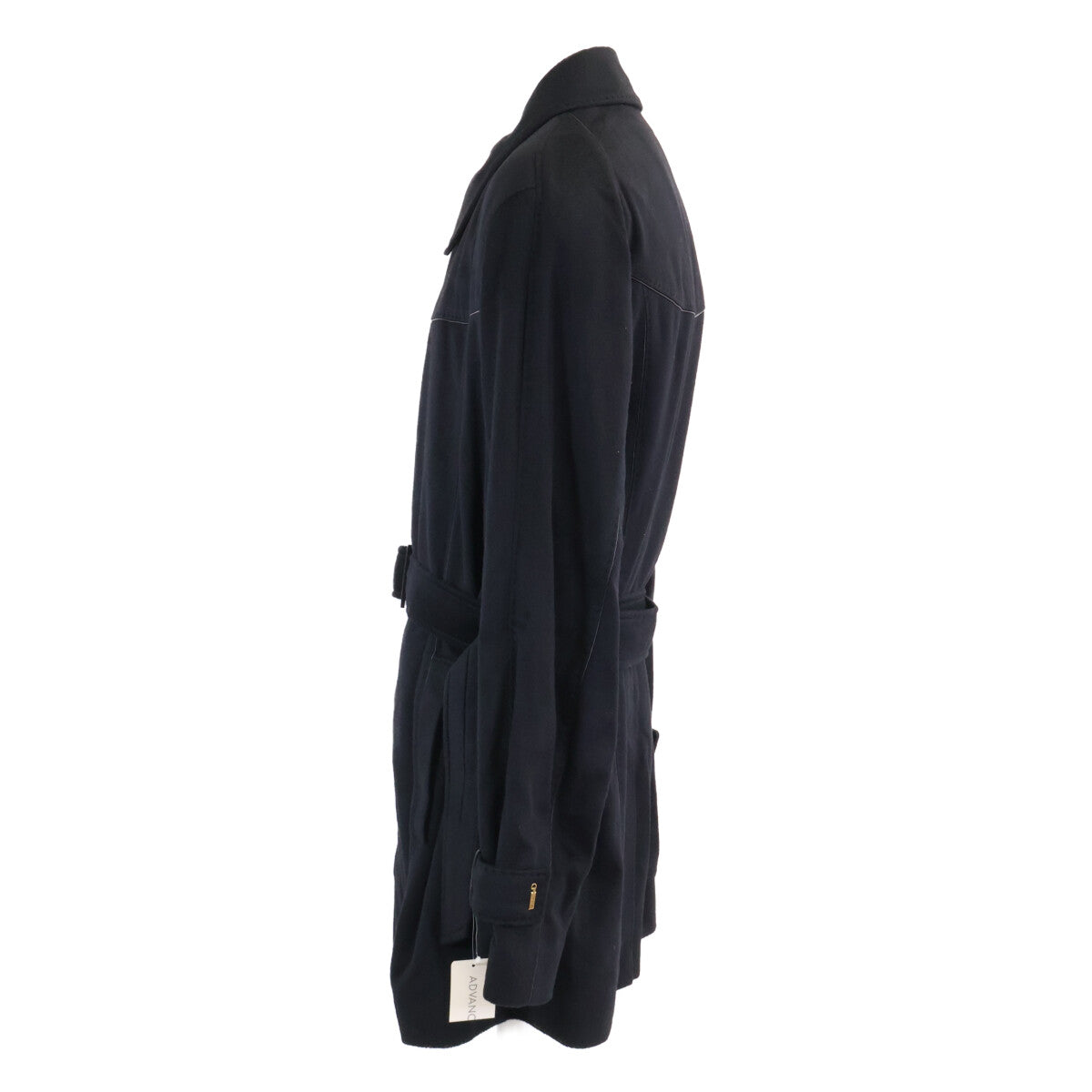 ZILLI Cashmere Leather Trim Zip Topcoat Black Coat Size 58